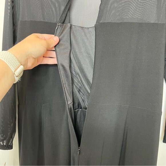 Jones Studio Womens Size 16 Black Mesh Chest Sheath Dress NEW Rosette 3/4 Sleeve - Picture 6 of 11